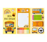 PANTIDE Best Bus Driver Sticky Notes Set - School Bus Pencil Shaped Self-Stick Note Pads Teacher Appreciation Thank You Gift Writing Memo Pad Page Marker Back to School Office Party Favors Supplies