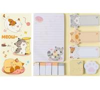 PANTIDE Cute Cartoon Cat Sticky Notes Set, 550 Sheets, Lovely Cat and Paw Shaped Self-Stick Notes Pads Kitty Animal Divider Tabs Bundle Writing Memo Pads Back to School Office Supplies Small Gift