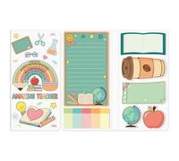 PANTIDE Cute Sticky Notes Set - Amazing Teacher Self-Stick Notes Pad, 550 Sheets Writing Memo Pages Sticky Notepad for Teacher Appreciation Gifts, School Office Supplies (Rainbow Teacher)