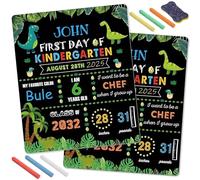 PANTIDE Dinosaur First Day of School Board - Large My First Last Day of School Chalkboard Sign with Chalk Eraser Reusable Double-Sided Back to Schools Blackboard Gifts for Kid Preschool Kindergarten