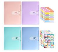 PANTIDE Expanding File Organiser - 4pcs A4 Accordion Folder with 12 Compartment for Business Office Paperwork Storage Large Capacity Portable Expandable Document Bag with Index Tab for School Home