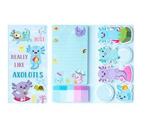 PANTIDE I Just Really Like Axolotl Sticky Notes Set, Animal Mexican Walking Fish Shaped Self-Stick Notes Pads Writing Memo Pad Page Marker Bookmarks Back to School Office Supplies Party Favors (Blue)