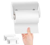 PANTIDE Kitchen Roll Holder Under Cabinet - 2 Pack Hanging Wall Mount One Hand Operation Tension Retractable Adhesive Stick On Kitchen Toilet Tissue Roll Holder Under Counter Cupboard for 18-28cm Roll
