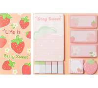 PANTIDE Life is Berry Sweet Sticky Notes Set, 550 Sheets, Strawberry Pattern Self-Stick Notes Pads Summer Fruit Divider Tabs Bundle Writing Memo Pads Back to School Office Supplies Small Gift