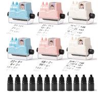 PANTIDE Maths Stamp Roller Set - 6PCS Digital Question Roll Seal Include 4 Mathematical Operations Mixed Blank for Classroom Student Practise Educational Teaching Stamp with Ink for Kids Learn Maths