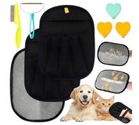 PANTIDE Pet Hair Remover Glove Set - 8 Pieces Breathable Lint Glove for Cat Dog with Electrostatic Gloves Hook Pet Hair Care Brush for Carpet Sofa Furniture Car Seat Clothing