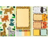 PANTIDE Safari Animal Sticky Notes Set, 550 Sheets, Wild Animal Self-Stick Note Pads Jungle Zoo Animals Writing Memo Pads Page Marker Student Classroom Back to School Office Supplies Small Gift