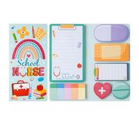 PANTIDE School Nurse Sticky Notes Set - Cute Cartoon Medical Self-Stick Note Pads Writing Memo Pad Page Marker Bookmarker for Nursing Student Essentials Hospital Gift Back to School Office Supplies