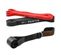 PANTIK Resistance Bands Set with Door Anchor for Women and Men Pull up Bands Exercise Loop Band for Body Stretching Powerlifting Yoga Pilates Resistance Training red black
