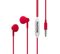 Pantone Celly, Line in-Ear Headphones with Drop Capsules, Remote Control and Built-in Microphone, Cable Length 1m, 3.5mm Jack Connector, Red
