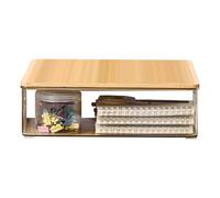 Pantry Box - Transparent Storage Box, Stackable Pantry Organizer, Multifunction Container With Wooden Lid, Fridge Cosmetic Jewelry Box | 11.3 Inch, For Cabinet Office Home Organization, 1*Piece