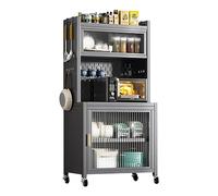 Pantry Cabinet Kitchen Storage - Bakers Rack Shelf Buffet Sideboard - No Screw Assembly Cupboard - Microwave Stand 185cm Tall - Coffee Hutch with Door