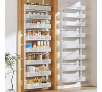 Pantry Door Organizers and Storage, 8-Tier Large Metal Heavy-Duty Frame Over the Door Spice Rack, 2 in 1 Wall-Mounted or Hanging shelf for Kitchen, Bathroom, Laundry Room, Bedroom, Closet &Nursery