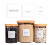 Pantry Label Stickers Including South Asian, Indian Essentials for Food Containers & Storage Pantry Organization and Expiration Labels for Kitchen Pantry (White, 2.5 by 2.5)
