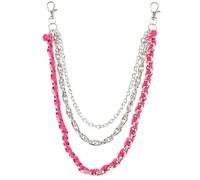 Pants Chain Trouser Chain Hand Woven Rope Punk Style Pants Multilayer Metal Jeans Decoration(Pink)