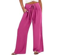 Pants for Women UK Wide Leg Lounge Relax Fit Ladies Stretch Light Weight Loose Bottoms Casual Everyday Gym Sport Jogger Sweatpants Hot Pink
