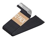 Pants Hangers-12 Pack Open Ended Hangers for Pants, Scarf Organizer Hanger for Closet, Space Saving Clothes Hanger Metal Non Slip Jean Hanger Pant Hangers for Jeans,Trouser,Leggings,Slacks(Black)
