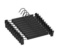 Pants Hangers, 30 Pack Black Pant Hangers Skirt Hangers with Clips Trouser Bulk Plastic Hangers for Pants