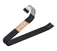 Pants Hangers-4 Pack Open Ended Hangers for Pants, Scarf Organizer Hanger for Closet, Space Saving Clothes Hanger Metal Non Slip Jean Hanger Pant Hangers for Jeans,Trouser,Leggings,Slacks(Black)