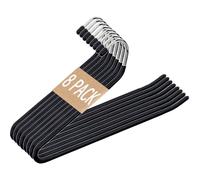 Pants Hangers-8 Pack Open Ended Hangers for Pants, Scarf Organizer Hanger for Closet, Space Saving Clothes Hanger Metal Non Slip Jean Hanger Pant Hangers for Jeans,Trouser,Leggings,Slacks(Black)