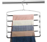 Pants Hangers Non Slip 3 Pack Space Saving Multi-Layer Swing Arm Hanger Stainless Steel Hangers for Closet Storage Organizer for Pants Jeans Trouser Tie Slack Clothes (Black)