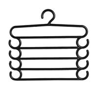 Pants Hangers Space Saving, Jean Hangers Pants Rack Scarf Hanger, 5 Tier Closet Organizer for Space Saving, Pants Hangers for Dorm Room (Black)