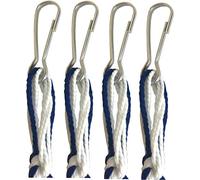 Pants/Jeans Tzitzits (Set of Four) White with Royal Blue Thread-Tassels with hanging hooks (w/Longer Blue Messiah Thread)
