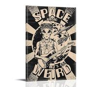 PANTTING Rock Alien Monochrome Vintage Posters Aesthetic Canvas Wall Art Print Home Decor for Bedroom Living Room12x18inch(30x45cm) Frame-style