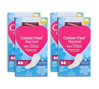 Panty Liners Cotton Feel Normal Fresh Scent Air Breathable Individually Wrapped for On-The-Go Use Super Absorbent Lock in Liquids Instantly (Pack of 4x20 = 80 Liners)