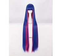 Panty & Stocking With Garterbelt Stocking Anarchy Cosplay Wig 100cm Long Mixed Blue Pink Heat Resistant Synthetic Wig + Wig Cap