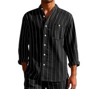 PANVER Men Fashion Shirt Temperament Casual Solid Color Outdoor T-Shirt Lightweight Soft Breathable Long Sleeves Shirts H-Black XL