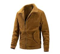 PANVER Men Long Sleeve Jacket Casual Warm Men Fashion Cold Jacket Temperament Trend Men Classic Outdoor Jacket Comfortable All-Match Men Fleece Jacket O-Coffee L