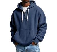 PANVER Men Sweatshirts Leisure Sport Hooded Solid Color Pullover Youth Personality Trend Long-Sleeve Sweatshirt I-Navy L