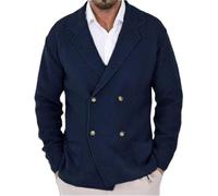 PANVER Men's Cardigan Temperament Fashion Solid Color Knitwear Button Placket Casual Comfortable Warm Sweater Jacket E-Dark Blue L