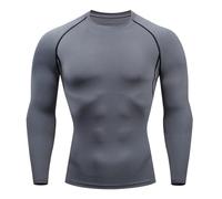 PANVER Men's Compression Shirt Absorbent Breathable Quick Drying Functional T-Shirt Gym Jogging Fitness Sportshirt L-Dark Grey XXL