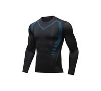 PANVER Men's Compression Shirt Absorbent Breathable Quick Drying Functional T-Shirt Jogging Fitness Gym Sportshirt F-Black M