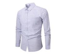 PANVER Men's Formal Shirt Classic Stretch Business Work Shirts Regular Fit Casual Fashion Checkered Long-Sleeved Top A-White 3XL
