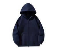 PANVER Men'S Hoodies Classic All-Match Solid Color Long-Sleeved Sweatshirt Sport Casual Fashion Sports Jacket I-Navy M