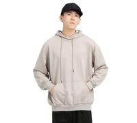 PANVER Men'S Hoodies Sport Casual Drawstring Solid Color Pullover Classic Personality Trend Long-Sleeve Sweatshirt L-Light Grey XL