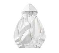PANVER Men'S Hoodies Sport Casual Fashion Sports Jacket Classic All-Match Solid Color Long-Sleeved Sweatshirt A-White XL