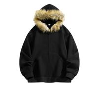 PANVER Men'S Hoodies Sport Casual Fashion Sports Jacket Classic All-Match Solid Color Long-Sleeved Sweatshirt H-Black XXL