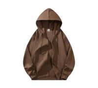 PANVER Men'S Hoodies Sport Casual Fashion Sports Jacket Classic All-Match Solid Color Long-Sleeved Sweatshirt G-Coffee XL