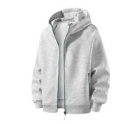 PANVER Men'S Hoodies Sport Casual Fashion Zipper Placket Sports Jacket Classic All-Match Solid Color Long-Sleeved Sweatshirt L-Grey XXL