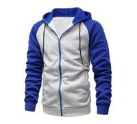 PANVER Men'S Hoodies Sport Casual Zipper Placket Sports Jacket Classic Fashion Color Matching Long-Sleeved Sweatshirt F-Light Grey L