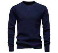 PANVER Men's Knitted Sweater Half Zipper Casual Comfortable Warm Long Sleeves Pullover Temperament Fashion Solid Color Knitwear N-Navy L