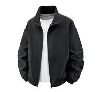 PANVER Men'S Long-Sleeve Jacket Classic Fashion Casual Outdoorjacket Regular Fit Solid Color With Pockets Transitional Jackets D-Black 5XL