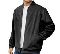 PANVER Men'S Long-Sleeve Jacket Classic Fashion Casual Outdoorjacket Regular Fit Zipper Placket Solid Color Transitional Jackets D-Black S