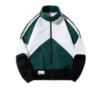PANVER Men'S Long-Sleeve Jacket Lightweight Trend Color Matching Transitional Jackets Classic Fashion Casual Outdoorjacket I-Green XXL