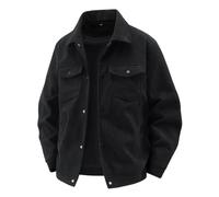 PANVER Men'S Long-Sleeve Jacket Regular Fit Button Placket With Pockets Transitional Jackets Classic Fashion Casual Outdoorjacket E-Black XXL