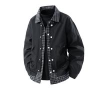 PANVER Men'S Long-Sleeve Jacket Regular Fit Personality Trend Transitional Jackets Classic Fashion Casual Outdoorjacket E-Black XL
